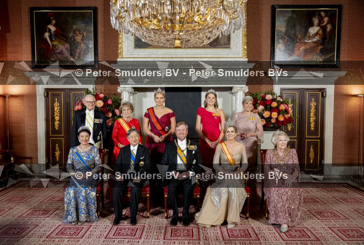 Amsterdam, 17 Juni 2026 Keizer Naruhito, keizerin Masako van Japan, Koning Willem Alexander Koningin Maxima Prinses Amalia en Prinses Ariane tijdens het staatsbanket in het Koninklijk Paleis Amsterdam. 

Naruhito brengt een driedaags staatsbezoek aan Nederland.

