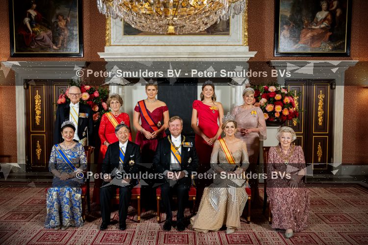 Amsterdam, 17 Juni 2026 Keizer Naruhito, keizerin Masako van Japan, Koning Willem Alexander Koningin Maxima Prinses Amalia en Prinses Ariane tijdens het staatsbanket in het Koninklijk Paleis Amsterdam. 

Naruhito brengt een driedaags staatsbezoek aan Nederland.

