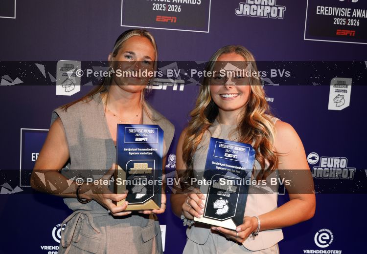 Maarssen 25 mei 2026
Voetballer van het jaar gala in de Fabrique in Maarssen . ESPN organiseert het . Desiree v Lunteren en Jaimy Ravensbergen 