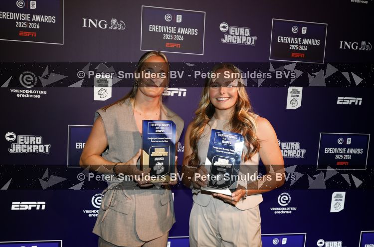 Maarssen 25 mei 2026
Voetballer van het jaar gala in de Fabrique in Maarssen . ESPN organiseert het . Desiree v Lunteren en Jaimy Ravensbergen 