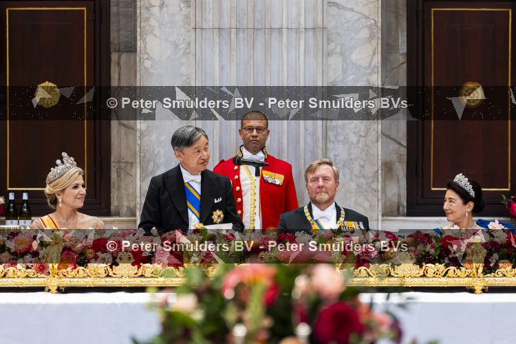 Amsterdam, 17 Juni 2026 Keizer Naruhito, keizerin Masako van Japan, Koning Willem Alexander Koningin Maxima Prinses Amalia en Prinses Ariane tijdens het staatsbanket in het Koninklijk Paleis Amsterdam. 

Naruhito brengt een driedaags staatsbezoek aan Nederland.

