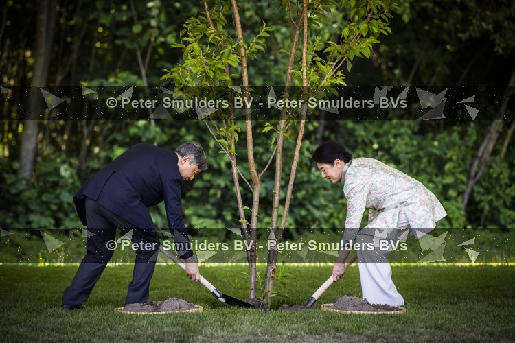 AMSTELVEEN  19 Juni 2026Keizer Nahurito, keizerin Masako van Japan tijdens een boomplant ceremonie in het Japanse Bloesempark tijdens de derde dag van het Japanse staatsbezoek aan Nederland.