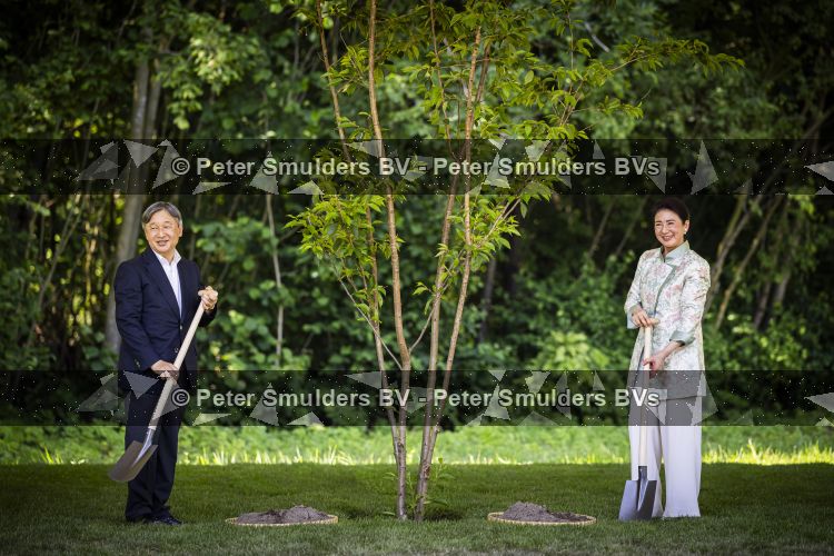 AMSTELVEEN  19 Juni 2026Keizer Nahurito, keizerin Masako van Japan tijdens een boomplant ceremonie in het Japanse Bloesempark tijdens de derde dag van het Japanse staatsbezoek aan Nederland.