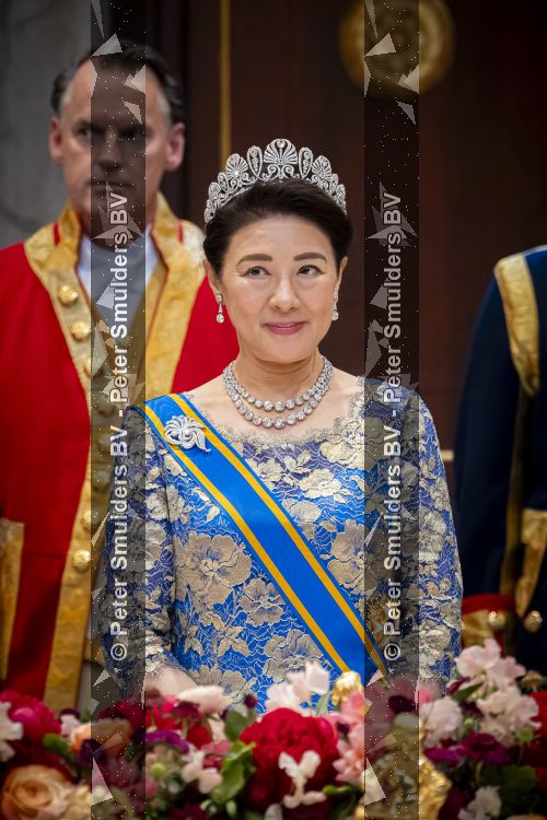 Amsterdam, 17 Juni 2026 Keizer Naruhito, keizerin Masako van Japan, Koning Willem Alexander Koningin Maxima Prinses Amalia en Prinses Ariane tijdens het staatsbanket in het Koninklijk Paleis Amsterdam. 

Naruhito brengt een driedaags staatsbezoek aan Nederland.

