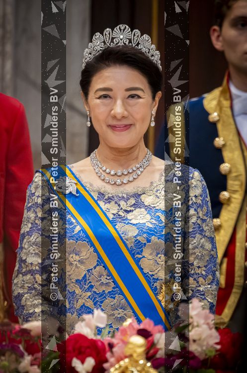 Amsterdam, 17 Juni 2026 Keizer Naruhito, keizerin Masako van Japan, Koning Willem Alexander Koningin Maxima Prinses Amalia en Prinses Ariane tijdens het staatsbanket in het Koninklijk Paleis Amsterdam. 

Naruhito brengt een driedaags staatsbezoek aan Nederland.

