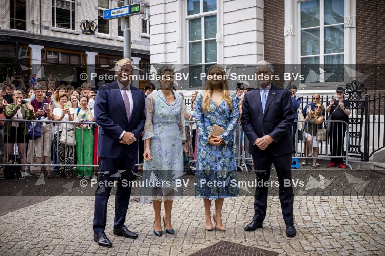 DEN HAAG 30 juni 2026 Koning Willem-Alexander, Koningin Maxima en Prinses Amalia is aanwezig bij de buitengewone vergadering van de Raad van State ter gelegenheid van het afscheid van de heer Thom de Graaf als vice-president.