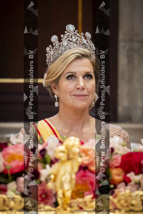 Amsterdam, 17 Juni 2026 Keizer Naruhito, keizerin Masako van Japan, Koning Willem Alexander Koningin Maxima Prinses Amalia en Prinses Ariane tijdens het staatsbanket in het Koninklijk Paleis Amsterdam. 

Naruhito brengt een driedaags staatsbezoek aan Nederland.


