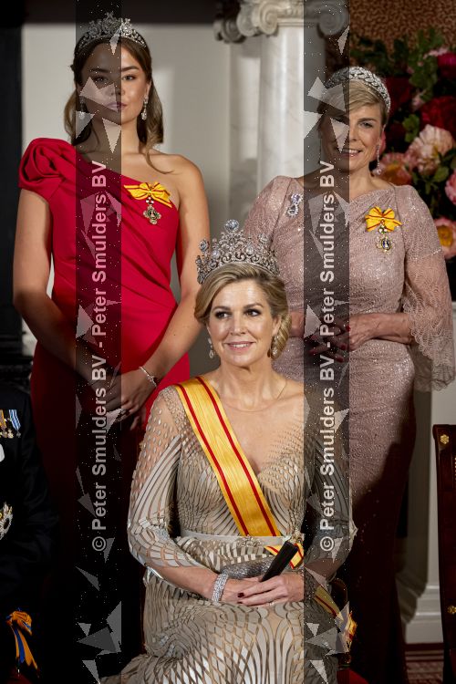 Amsterdam, 17 Juni 2026 Keizer Naruhito, keizerin Masako van Japan, Koning Willem Alexander Koningin Maxima Prinses Amalia en Prinses Ariane tijdens het staatsbanket in het Koninklijk Paleis Amsterdam. 

Naruhito brengt een driedaags staatsbezoek aan Nederland.

