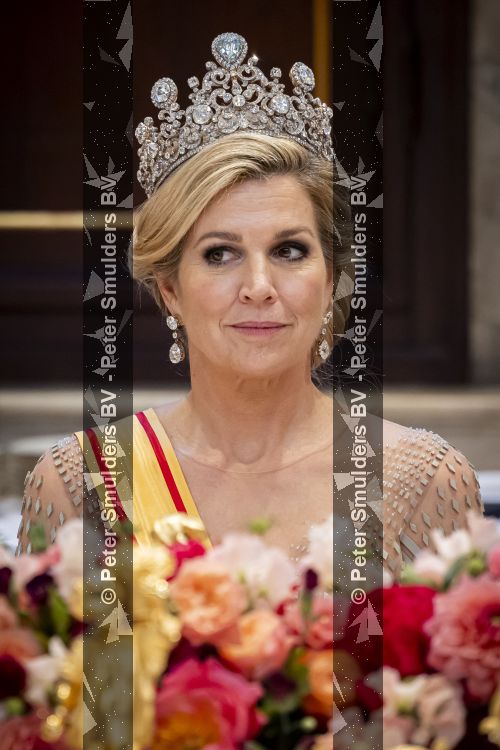Amsterdam, 17 Juni 2026 Keizer Naruhito, keizerin Masako van Japan, Koning Willem Alexander Koningin Maxima Prinses Amalia en Prinses Ariane tijdens het staatsbanket in het Koninklijk Paleis Amsterdam. 

Naruhito brengt een driedaags staatsbezoek aan Nederland.

