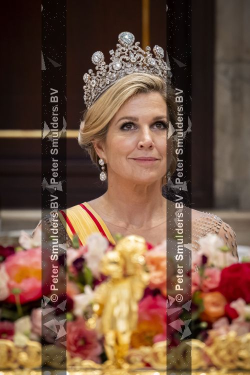 Amsterdam, 17 Juni 2026 Keizer Naruhito, keizerin Masako van Japan, Koning Willem Alexander Koningin Maxima Prinses Amalia en Prinses Ariane tijdens het staatsbanket in het Koninklijk Paleis Amsterdam. 

Naruhito brengt een driedaags staatsbezoek aan Nederland.

