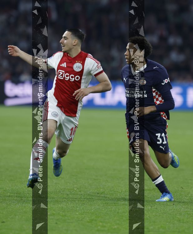 Amsterdam, 2 Mei 2026
Kompetitiewedstrijd AJAX-PSV, eindstand 2-2
Oscar Gloukh met Noah Fernandez