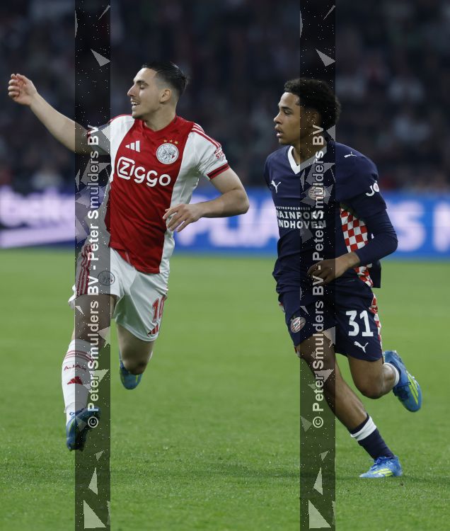 Amsterdam, 2 Mei 2026
Kompetitiewedstrijd AJAX-PSV, eindstand 2-2
Oscar Gloukh met Noah Fernandez