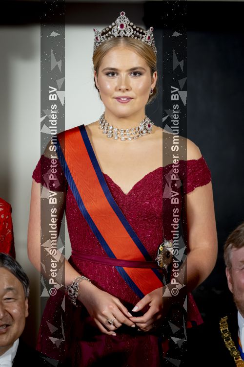 Amsterdam, 17 Juni 2026 Keizer Naruhito, keizerin Masako van Japan, Koning Willem Alexander Koningin Maxima Prinses Amalia en Prinses Ariane tijdens het staatsbanket in het Koninklijk Paleis Amsterdam. 

Naruhito brengt een driedaags staatsbezoek aan Nederland.

