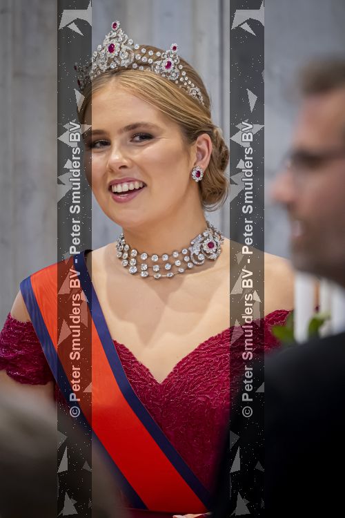 Amsterdam, 17 Juni 2026 Keizer Naruhito, keizerin Masako van Japan, Koning Willem Alexander Koningin Maxima Prinses Amalia en Prinses Ariane tijdens het staatsbanket in het Koninklijk Paleis Amsterdam. 

Naruhito brengt een driedaags staatsbezoek aan Nederland.

