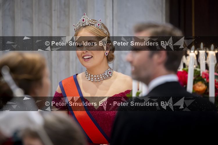 Amsterdam, 17 Juni 2026 Keizer Naruhito, keizerin Masako van Japan, Koning Willem Alexander Koningin Maxima Prinses Amalia en Prinses Ariane tijdens het staatsbanket in het Koninklijk Paleis Amsterdam. 

Naruhito brengt een driedaags staatsbezoek aan Nederland.

