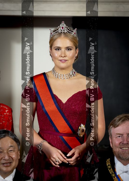 Amsterdam, 17 Juni 2026 Keizer Naruhito, keizerin Masako van Japan, Koning Willem Alexander Koningin Maxima Prinses Amalia en Prinses Ariane tijdens het staatsbanket in het Koninklijk Paleis Amsterdam. 

Naruhito brengt een driedaags staatsbezoek aan Nederland.

