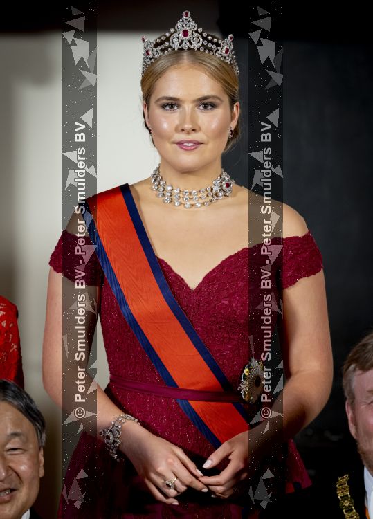 Amsterdam, 17 Juni 2026 Keizer Naruhito, keizerin Masako van Japan, Koning Willem Alexander Koningin Maxima Prinses Amalia en Prinses Ariane tijdens het staatsbanket in het Koninklijk Paleis Amsterdam. 

Naruhito brengt een driedaags staatsbezoek aan Nederland.

