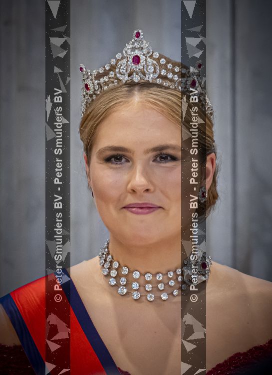 Amsterdam, 17 Juni 2026 Keizer Naruhito, keizerin Masako van Japan, Koning Willem Alexander Koningin Maxima Prinses Amalia en Prinses Ariane tijdens het staatsbanket in het Koninklijk Paleis Amsterdam. 

Naruhito brengt een driedaags staatsbezoek aan Nederland.

