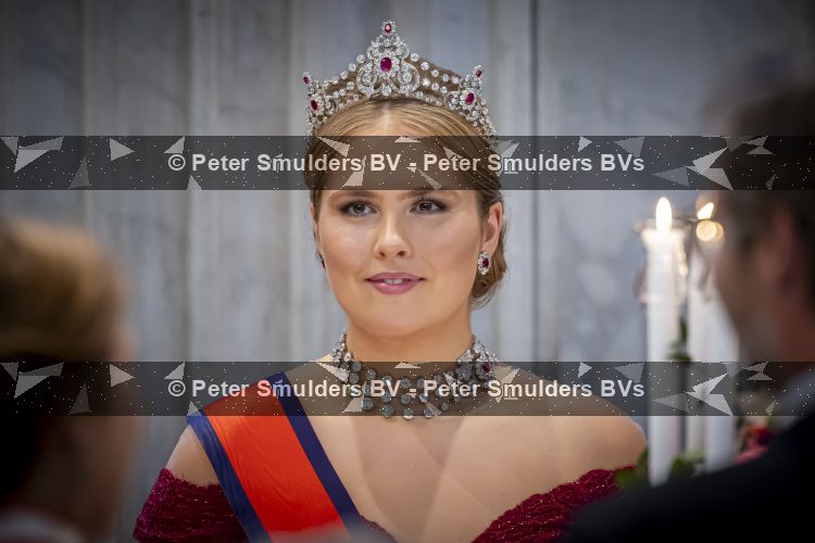 Amsterdam, 17 Juni 2026 Keizer Naruhito, keizerin Masako van Japan, Koning Willem Alexander Koningin Maxima Prinses Amalia en Prinses Ariane tijdens het staatsbanket in het Koninklijk Paleis Amsterdam. 

Naruhito brengt een driedaags staatsbezoek aan Nederland.

