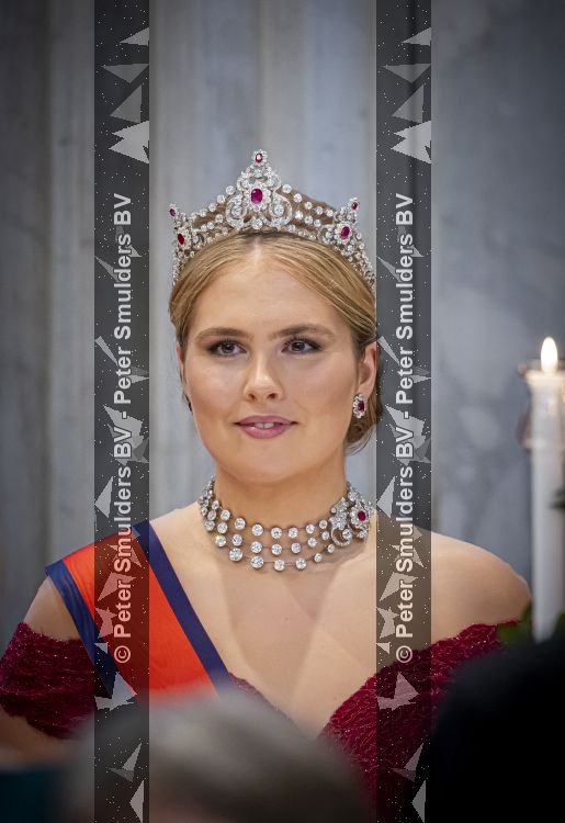 Amsterdam, 17 Juni 2026 Keizer Naruhito, keizerin Masako van Japan, Koning Willem Alexander Koningin Maxima Prinses Amalia en Prinses Ariane tijdens het staatsbanket in het Koninklijk Paleis Amsterdam. 

Naruhito brengt een driedaags staatsbezoek aan Nederland.

