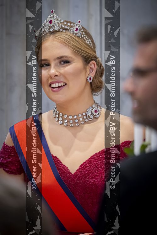 Amsterdam, 17 Juni 2026 Keizer Naruhito, keizerin Masako van Japan, Koning Willem Alexander Koningin Maxima Prinses Amalia en Prinses Ariane tijdens het staatsbanket in het Koninklijk Paleis Amsterdam. 

Naruhito brengt een driedaags staatsbezoek aan Nederland.

