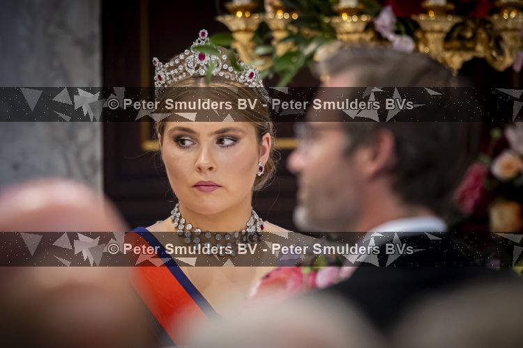 Amsterdam, 17 Juni 2026 Keizer Naruhito, keizerin Masako van Japan, Koning Willem Alexander Koningin Maxima Prinses Amalia en Prinses Ariane tijdens het staatsbanket in het Koninklijk Paleis Amsterdam. 

Naruhito brengt een driedaags staatsbezoek aan Nederland.

