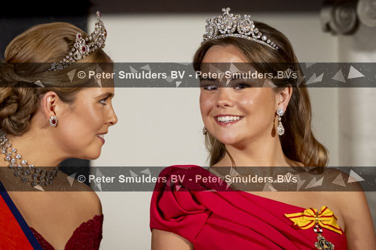 Amsterdam, 17 Juni 2026 Keizer Naruhito, keizerin Masako van Japan, Koning Willem Alexander Koningin Maxima Prinses Amalia en Prinses Ariane tijdens het staatsbanket in het Koninklijk Paleis Amsterdam. 

Naruhito brengt een driedaags staatsbezoek aan Nederland.

