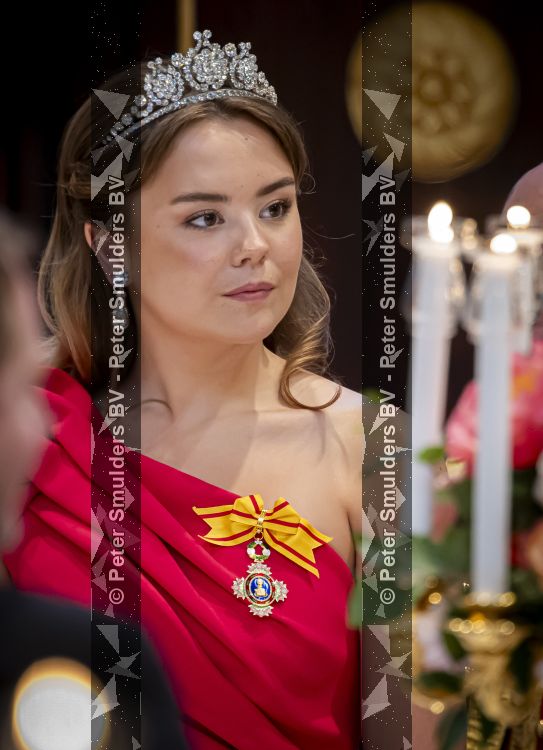 Amsterdam, 17 Juni 2026 Keizer Naruhito, keizerin Masako van Japan, Koning Willem Alexander Koningin Maxima Prinses Amalia en Prinses Ariane tijdens het staatsbanket in het Koninklijk Paleis Amsterdam. 

Naruhito brengt een driedaags staatsbezoek aan Nederland.

