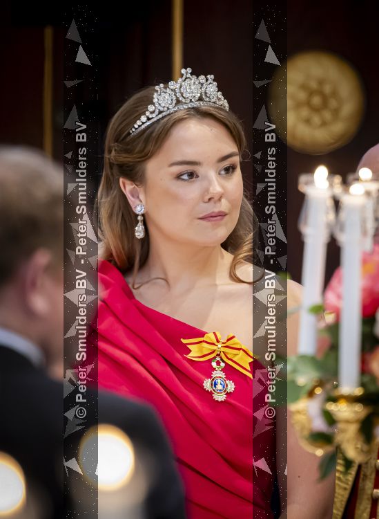 Amsterdam, 17 Juni 2026 Keizer Naruhito, keizerin Masako van Japan, Koning Willem Alexander Koningin Maxima Prinses Amalia en Prinses Ariane tijdens het staatsbanket in het Koninklijk Paleis Amsterdam. 

Naruhito brengt een driedaags staatsbezoek aan Nederland.

