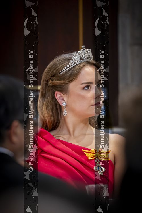 Amsterdam, 17 Juni 2026 Keizer Naruhito, keizerin Masako van Japan, Koning Willem Alexander Koningin Maxima Prinses Amalia en Prinses Ariane tijdens het staatsbanket in het Koninklijk Paleis Amsterdam. 

Naruhito brengt een driedaags staatsbezoek aan Nederland.

