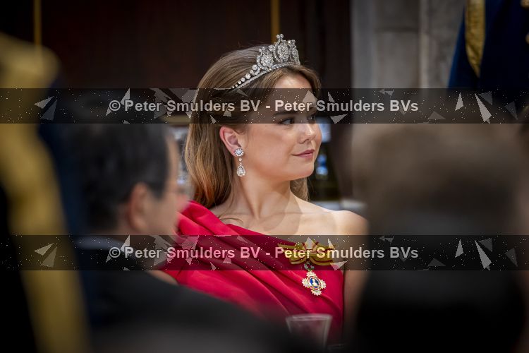 Amsterdam, 17 Juni 2026 Keizer Naruhito, keizerin Masako van Japan, Koning Willem Alexander Koningin Maxima Prinses Amalia en Prinses Ariane tijdens het staatsbanket in het Koninklijk Paleis Amsterdam. 

Naruhito brengt een driedaags staatsbezoek aan Nederland.

