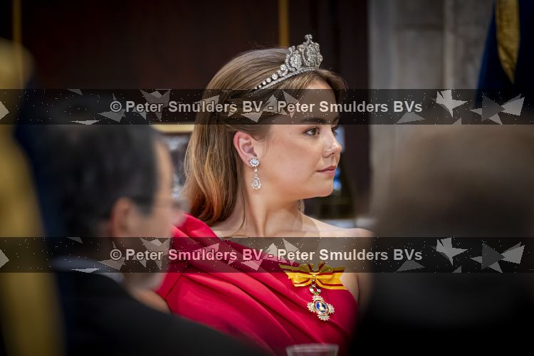 Amsterdam, 17 Juni 2026 Keizer Naruhito, keizerin Masako van Japan, Koning Willem Alexander Koningin Maxima Prinses Amalia en Prinses Ariane tijdens het staatsbanket in het Koninklijk Paleis Amsterdam. 

Naruhito brengt een driedaags staatsbezoek aan Nederland.

