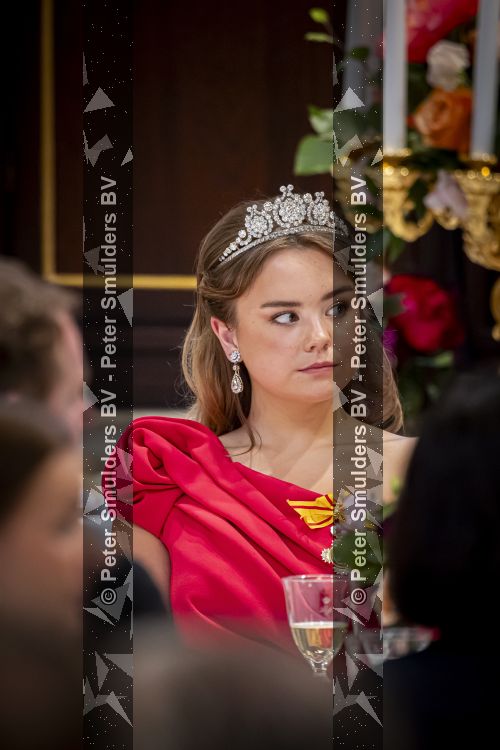 Amsterdam, 17 Juni 2026 Keizer Naruhito, keizerin Masako van Japan, Koning Willem Alexander Koningin Maxima Prinses Amalia en Prinses Ariane tijdens het staatsbanket in het Koninklijk Paleis Amsterdam. 

Naruhito brengt een driedaags staatsbezoek aan Nederland.

