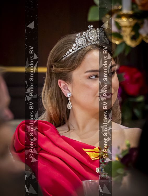Amsterdam, 17 Juni 2026 Keizer Naruhito, keizerin Masako van Japan, Koning Willem Alexander Koningin Maxima Prinses Amalia en Prinses Ariane tijdens het staatsbanket in het Koninklijk Paleis Amsterdam. 

Naruhito brengt een driedaags staatsbezoek aan Nederland.

