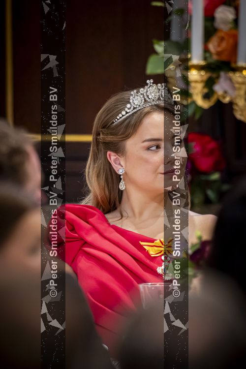 Amsterdam, 17 Juni 2026 Keizer Naruhito, keizerin Masako van Japan, Koning Willem Alexander Koningin Maxima Prinses Amalia en Prinses Ariane tijdens het staatsbanket in het Koninklijk Paleis Amsterdam. 

Naruhito brengt een driedaags staatsbezoek aan Nederland.

