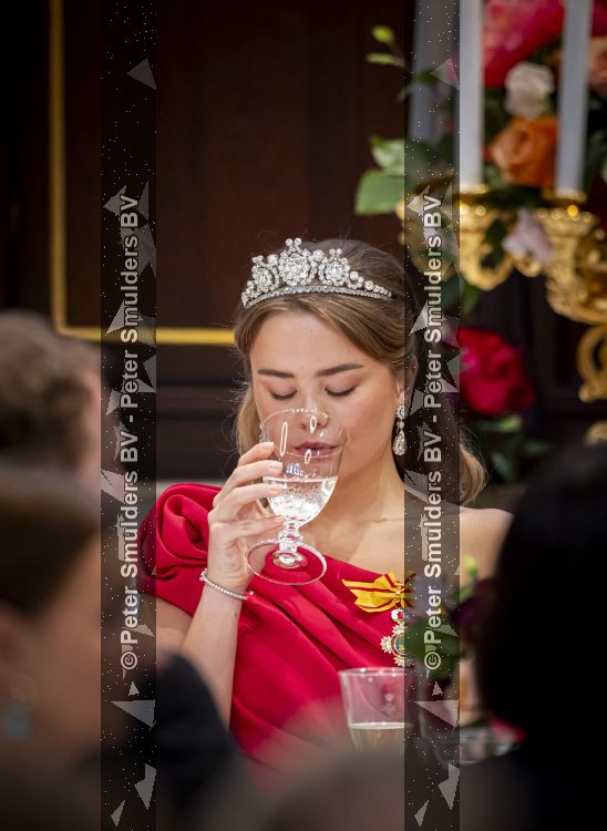 Amsterdam, 17 Juni 2026 Keizer Naruhito, keizerin Masako van Japan, Koning Willem Alexander Koningin Maxima Prinses Amalia en Prinses Ariane tijdens het staatsbanket in het Koninklijk Paleis Amsterdam. 

Naruhito brengt een driedaags staatsbezoek aan Nederland.


