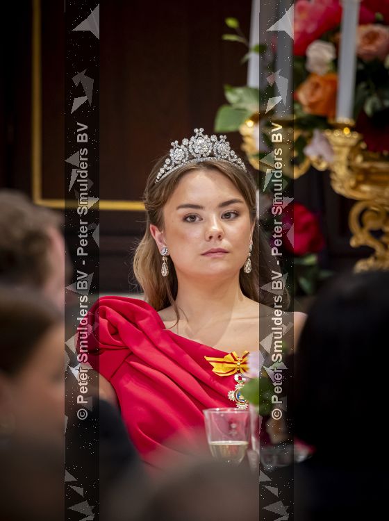 Amsterdam, 17 Juni 2026 Keizer Naruhito, keizerin Masako van Japan, Koning Willem Alexander Koningin Maxima Prinses Amalia en Prinses Ariane tijdens het staatsbanket in het Koninklijk Paleis Amsterdam. 

Naruhito brengt een driedaags staatsbezoek aan Nederland.

