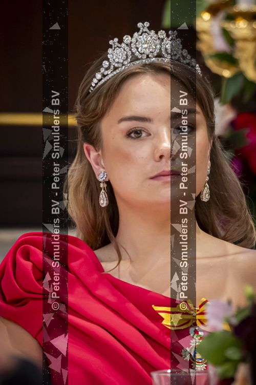Amsterdam, 17 Juni 2026 Keizer Naruhito, keizerin Masako van Japan, Koning Willem Alexander Koningin Maxima Prinses Amalia en Prinses Ariane tijdens het staatsbanket in het Koninklijk Paleis Amsterdam. 

Naruhito brengt een driedaags staatsbezoek aan Nederland.

