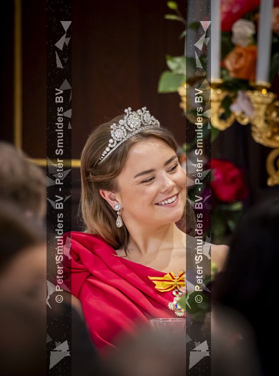 Amsterdam, 17 Juni 2026 Keizer Naruhito, keizerin Masako van Japan, Koning Willem Alexander Koningin Maxima Prinses Amalia en Prinses Ariane tijdens het staatsbanket in het Koninklijk Paleis Amsterdam. 

Naruhito brengt een driedaags staatsbezoek aan Nederland.

