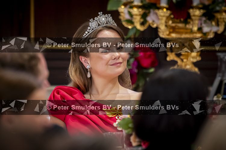 Amsterdam, 17 Juni 2026 Keizer Naruhito, keizerin Masako van Japan, Koning Willem Alexander Koningin Maxima Prinses Amalia en Prinses Ariane tijdens het staatsbanket in het Koninklijk Paleis Amsterdam. 

Naruhito brengt een driedaags staatsbezoek aan Nederland.

