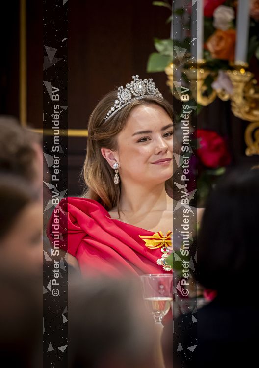 Amsterdam, 17 Juni 2026 Keizer Naruhito, keizerin Masako van Japan, Koning Willem Alexander Koningin Maxima Prinses Amalia en Prinses Ariane tijdens het staatsbanket in het Koninklijk Paleis Amsterdam. 

Naruhito brengt een driedaags staatsbezoek aan Nederland.

