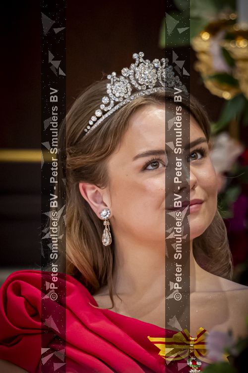 Amsterdam, 17 Juni 2026 Keizer Naruhito, keizerin Masako van Japan, Koning Willem Alexander Koningin Maxima Prinses Amalia en Prinses Ariane tijdens het staatsbanket in het Koninklijk Paleis Amsterdam. 

Naruhito brengt een driedaags staatsbezoek aan Nederland.

