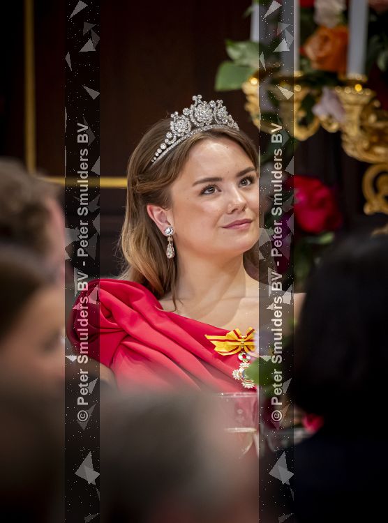 Amsterdam, 17 Juni 2026 Keizer Naruhito, keizerin Masako van Japan, Koning Willem Alexander Koningin Maxima Prinses Amalia en Prinses Ariane tijdens het staatsbanket in het Koninklijk Paleis Amsterdam. 

Naruhito brengt een driedaags staatsbezoek aan Nederland.

