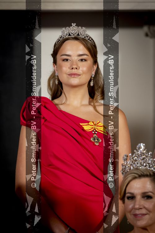Amsterdam, 17 Juni 2026 Keizer Naruhito, keizerin Masako van Japan, Koning Willem Alexander Koningin Maxima Prinses Amalia en Prinses Ariane tijdens het staatsbanket in het Koninklijk Paleis Amsterdam. 

Naruhito brengt een driedaags staatsbezoek aan Nederland.

