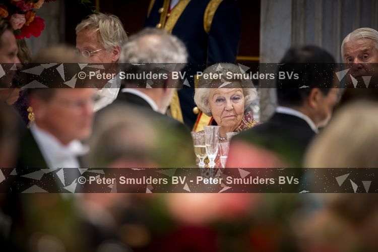 Amsterdam, 17 Juni 2026 Keizer Naruhito, keizerin Masako van Japan, Koning Willem Alexander Koningin Maxima Prinses Amalia en Prinses Ariane tijdens het staatsbanket in het Koninklijk Paleis Amsterdam. 

Naruhito brengt een driedaags staatsbezoek aan Nederland.

