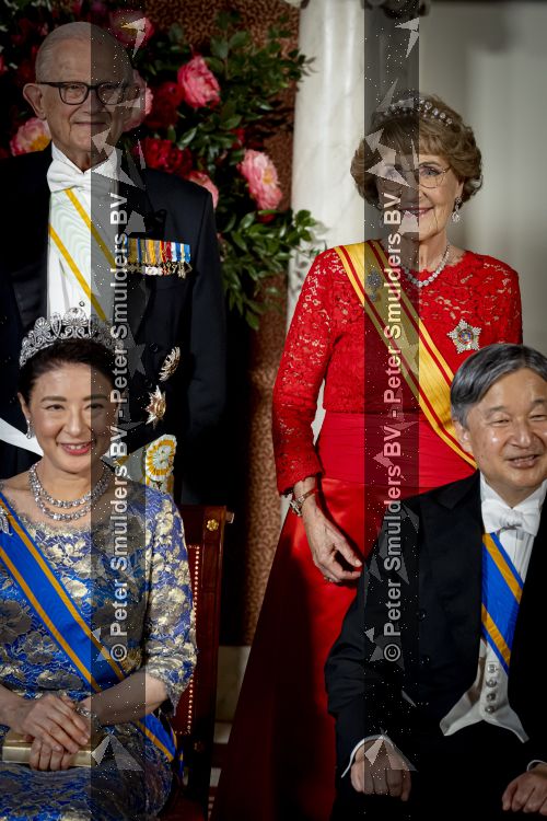 Amsterdam, 17 Juni 2026 Keizer Naruhito, keizerin Masako van Japan, Koning Willem Alexander Koningin Maxima Prinses Amalia en Prinses Ariane tijdens het staatsbanket in het Koninklijk Paleis Amsterdam. 

Naruhito brengt een driedaags staatsbezoek aan Nederland.

