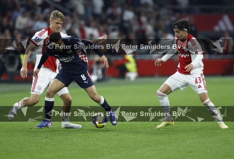 Amsterdam, 2 Mei 2026
Kompetitiewedstrijd AJAX-PSV, eindstand 2-2
Sergino Dest Sean Steur Rayane Bounida