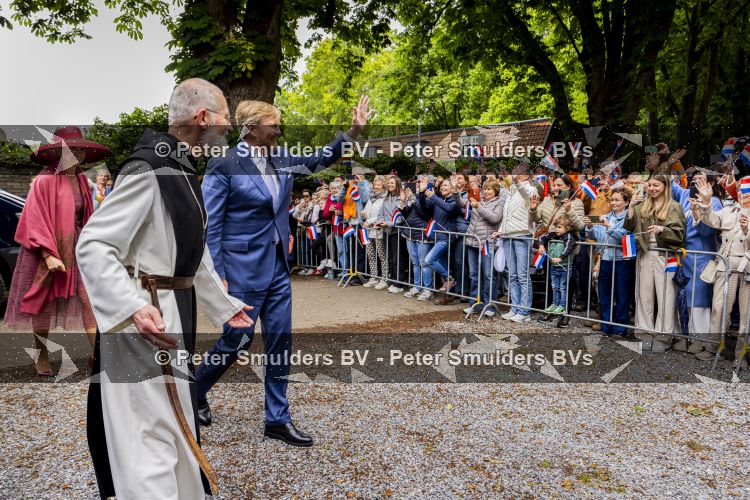 ROERMOND 19 mei 2026 Koning Willem Alexander en Koningin Maxima brengen een streekbezoek aan de gemeenten Maasgouw, Echt-Susteren, Roerdalen en Roermond. Tijdens het streekbezoek bezoekt het paar de schutterij in Wessem, Abdij Lilbosch in Echt, het smalste stukje Nederland in Illikhoven en Roermond, 19 Mei 2026. 