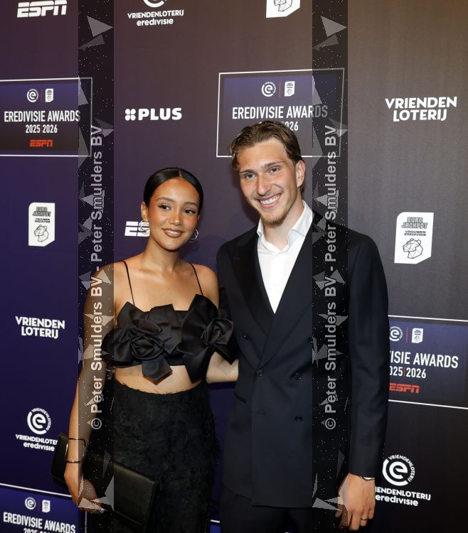 Maarssen 25 mei 2026
Voetballer van het jaar gala in de Fabrique in Maarssen . ESPN organiseert het . Mika Godts kwam met zijn vrouw Haifa 