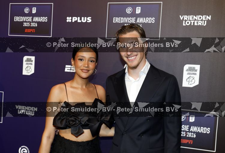Maarssen 25 mei 2026
Voetballer van het jaar gala in de Fabrique in Maarssen . ESPN organiseert het . Mika Godts kwam met zijn vrouw Haifa 